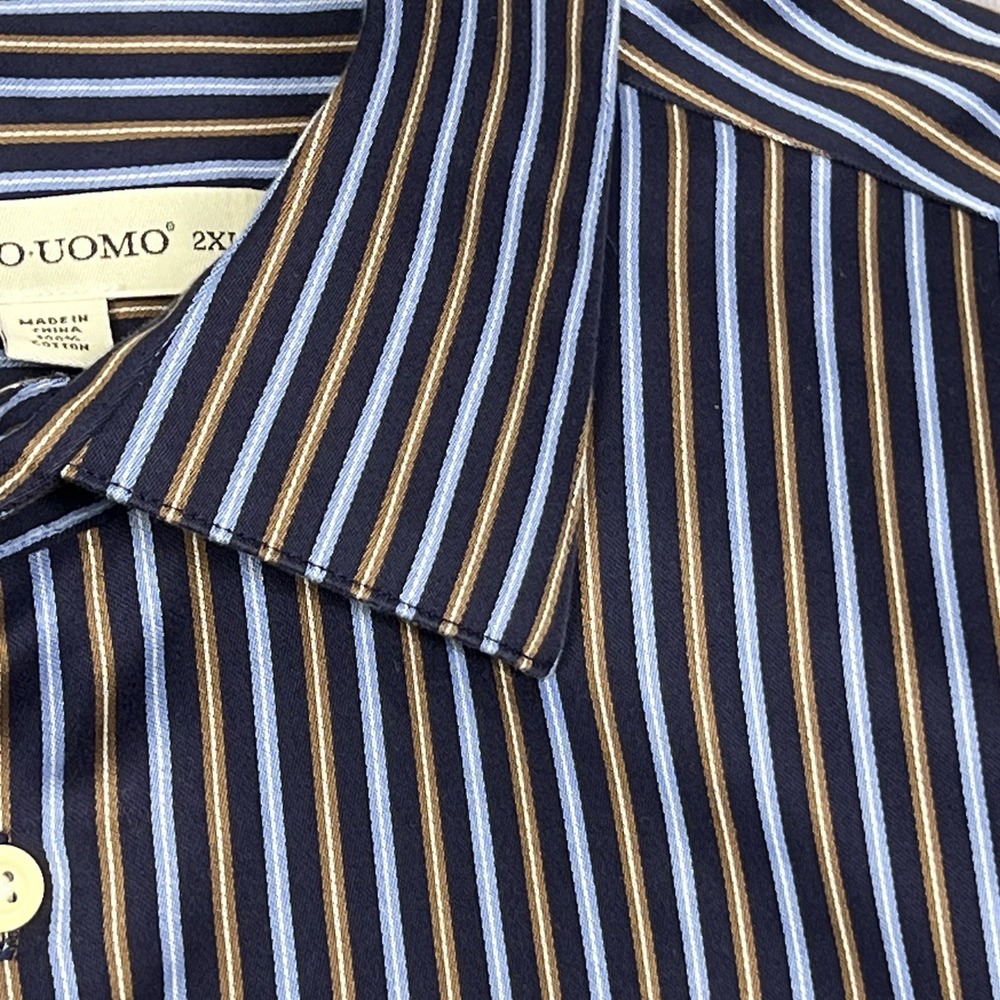 Pronto Uomo Shirt Men XXLT‎ Long Sleeve Button-Blue/Brown/Black 100% Cotton 261